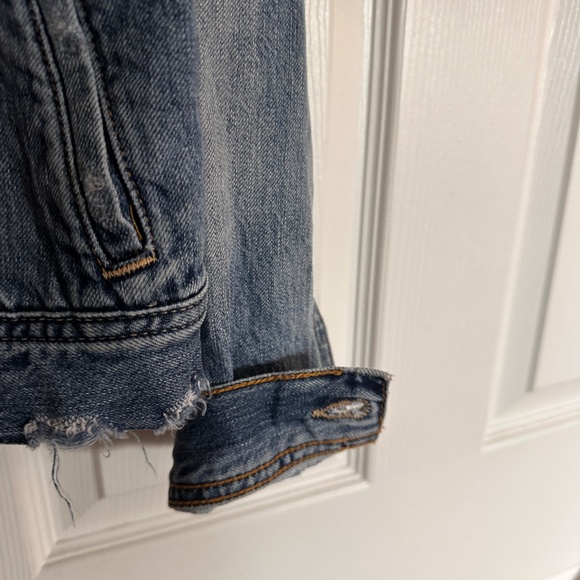 AG Adriano Goldschmied XS Distressed Denim Jacket Blue Light Wash - Picture 9 of 12